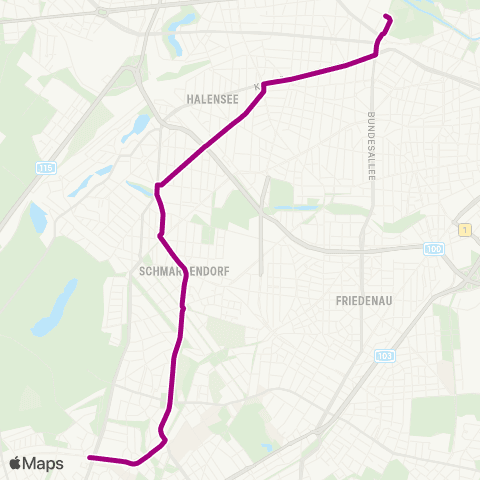 BVG 🅤 Oskar-Helene-Heim (Berlin) [Pos. 1] ↔︎ 🅢+🅤 Zoologischer Garten map