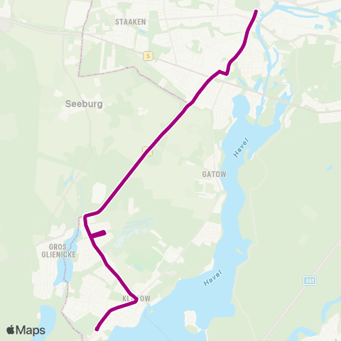BVG Alt-Kladow (Berlin) ↔︎ 🅢+🅤 Rathaus Spandau (Berlin) map