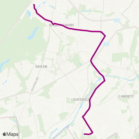 BVG 🅢 Lichterfelde Süd [Bus Réaumurstr.] (Berlin) ↔︎ 🅢 Grunewald (Berlin) map