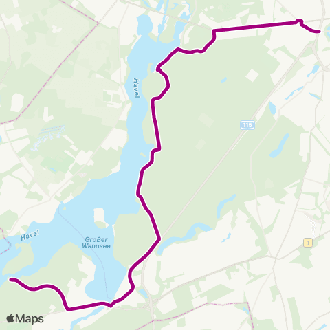 BVG Pfaueninsel (Berlin) ↔︎ 🅢 Messe Nord (Berlin) map