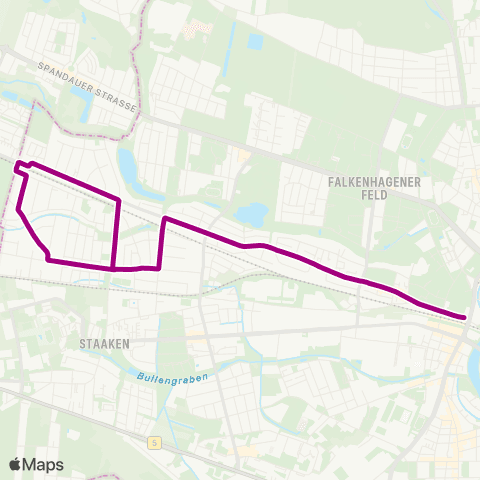 BVG Isenburger Weg (Berlin) ↔︎ 🅢+🅤 Rathaus Spandau (Berlin) map