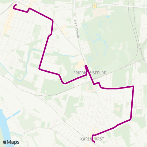 BVG 🅢 Karlshorst (Berlin) ↔︎ 🅢+🅤 Lichtenberg Bhf (Berlin) map