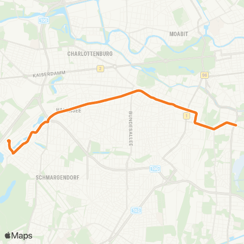 BVG 🅤 Mehringdamm (Berlin) [Pos 7 Endstelle] ↔︎ 🅢 Grunewald (Berlin) map