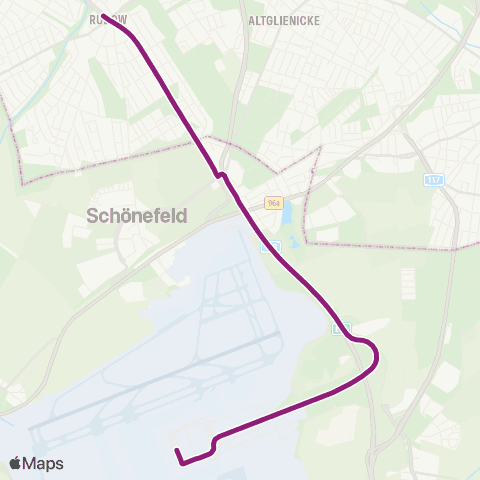 BVG Flughafen Ber ↔︎ 🅤 Rudow (Berlin) map