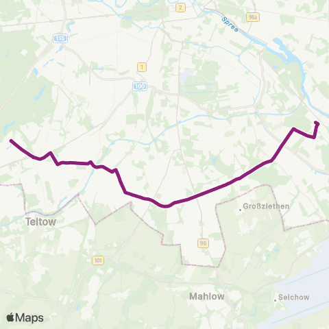 BVG 🅢 Schöneweide ↔︎ 🅤 Krumme Lanke (Berlin) map