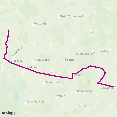 prignitzbus II ↔︎ Schule map