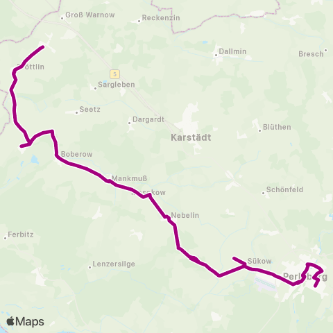 prignitzbus Karstädter Str. ↔︎ Alt Pinnow map