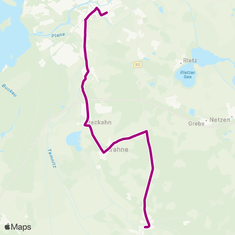 regiobus Potsdam Mittelmark Golzow Anger ↔︎ Hbf map
