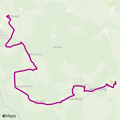 regiobus Potsdam Mittelmark Ziesar ↔︎ AM Betriebshof map