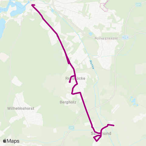 regiobus Potsdam Mittelmark Saarmund Bergstr. ↔︎ Bhf Rehbrücke map