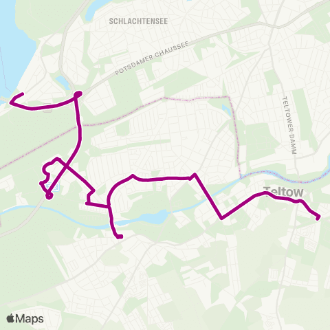 regiobus Potsdam Mittelmark 🅢 Teltow Stadt ↔︎ 🅢 Wannsee Bhf map