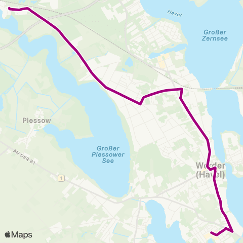 regiobus Potsdam Mittelmark Werderpark ↔︎ Kemnitz map