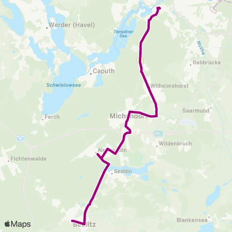 regiobus Potsdam Mittelmark Liebknechtpark ↔︎ 🅢 Potsdam Hbf map