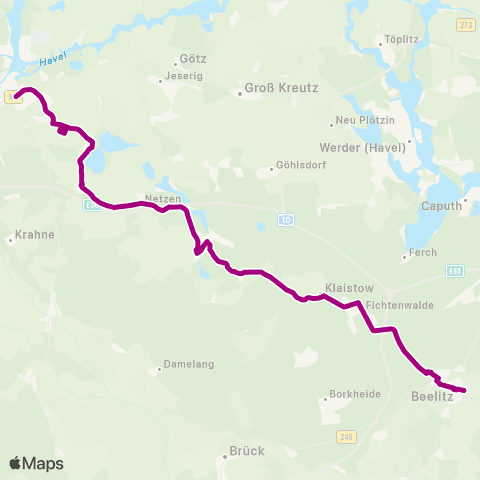 regiobus Potsdam Mittelmark Brandenburg Zob ↔︎ Liebknechtpark map