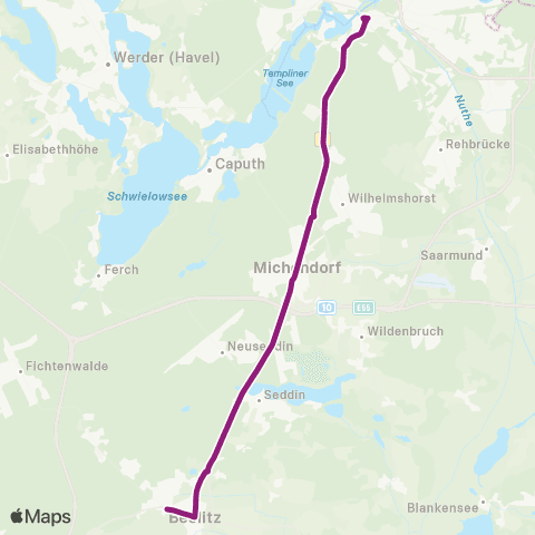 regiobus Potsdam Mittelmark Liebknechtpark ↔︎ 🅢 Potsdam Hbf map