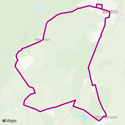 regiobus Potsdam Mittelmark Lustgarten ↔︎ Platanenring map