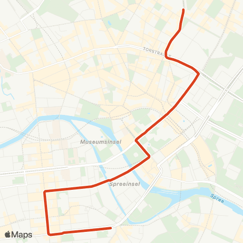 BVG 🅤 Spittelmarkt (Berlin) ↔︎ 🅤 Senefelderplatz (Berlin) map