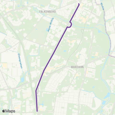 S-Bahn Berlin 🅢 Springpfuhl (Berlin) ↔︎ 🅢 Marzahn (Berlin) map