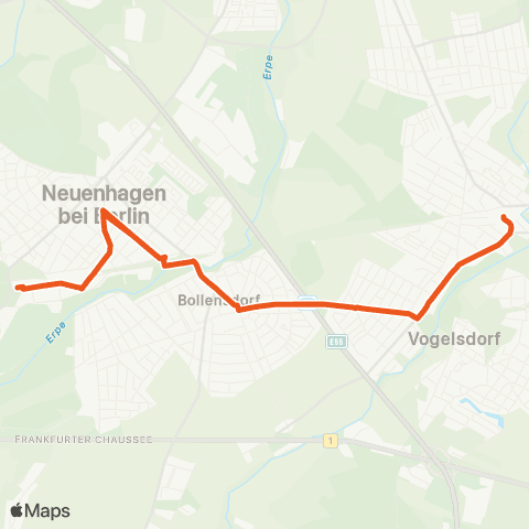 S-Bahn Berlin 🅢 Hoppegarten ↔︎ 🅢 Fredersdorf map