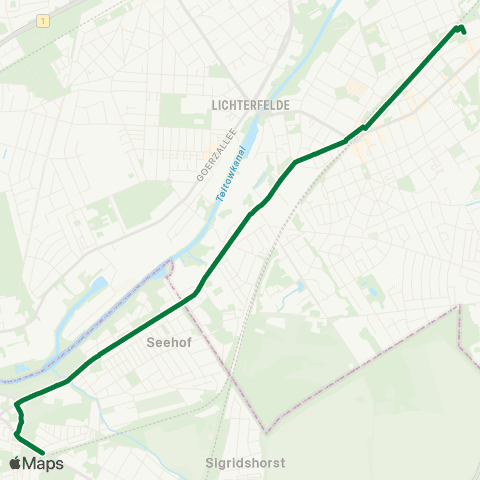 S-Bahn Berlin 🅢 Lankwitz (Berlin) ↔︎ 🅢 Teltow Stadt map