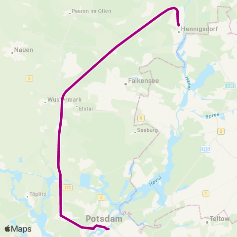 DB Regio 🅢 Potsdam Hbf ↔︎ 🅢 Hennigsdorf Bhf map