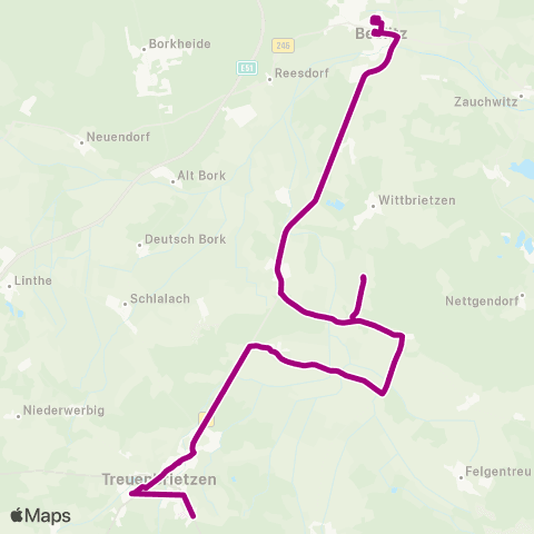 Sabinchen Touristik Platanenring ↔︎ Süd map