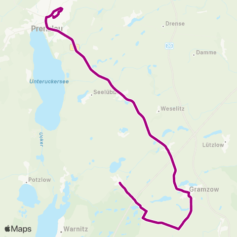 Uckermärkische Verkehrsgesellschaft Gramzow ↔︎ Prenzlau map