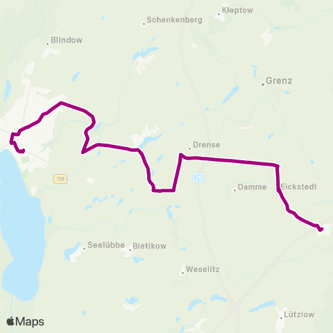 Uckermärkische Verkehrsgesellschaft Schmölln - Schwaneberg ↔︎ Penzlau Zob map