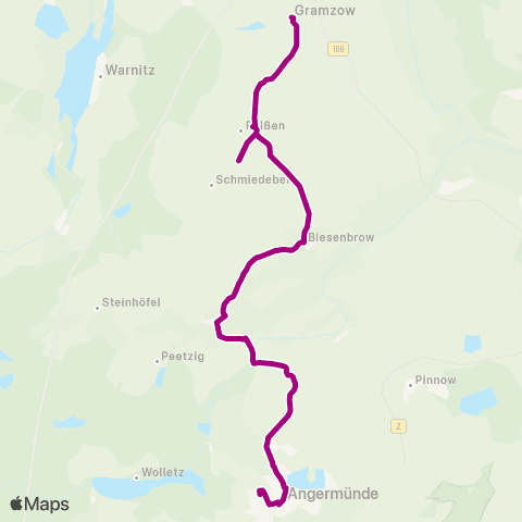 Uckermärkische Verkehrsgesellschaft Gramzow Markt ↔︎ Angermünde map