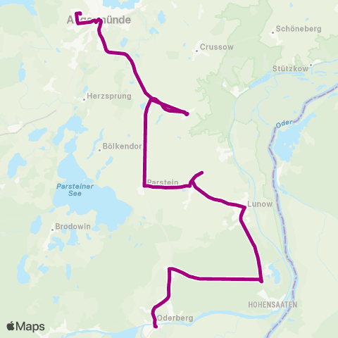Uckermärkische Verkehrsgesellschaft Oderberg Museum ↔︎ Angermünde map