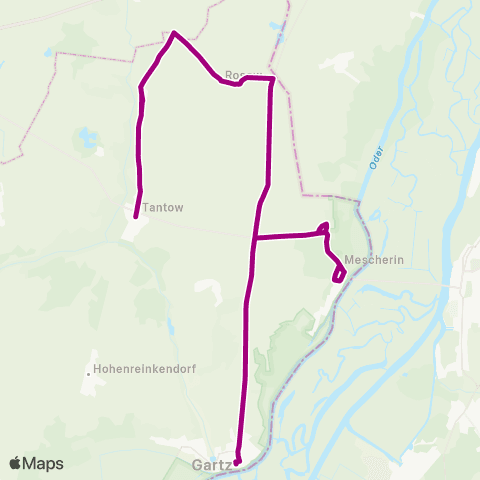 Uckermärkische Verkehrsgesellschaft Gartz Busbahnhof Ü. Rosow ↔︎ Tantow Ü.Mescherin map