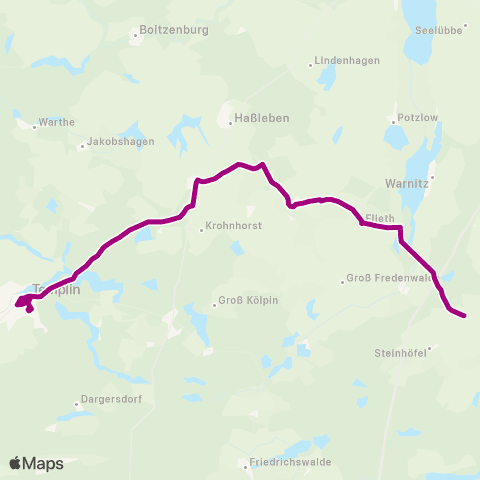 Uckermärkische Verkehrsgesellschaft Gerswalde ↔︎ Templin map