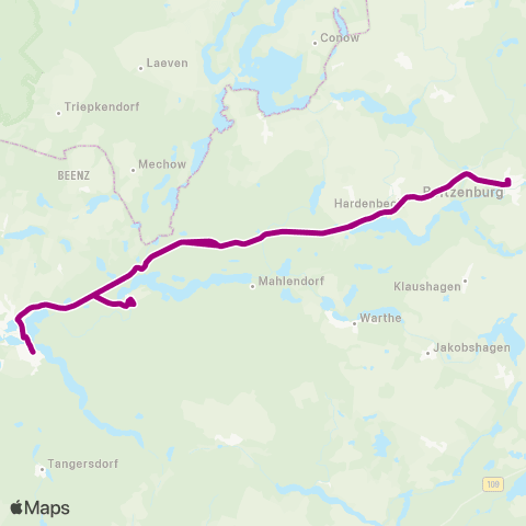 Uckermärkische Verkehrsgesellschaft Boitzenburg ↔︎ Lychen map