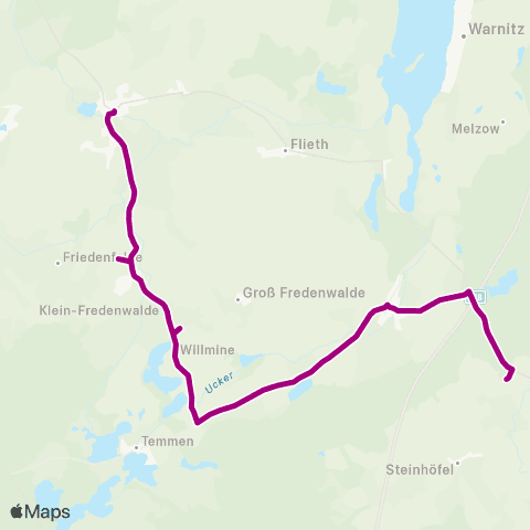 Uckermärkische Verkehrsgesellschaft Gerswalde ↔︎ Willmine map