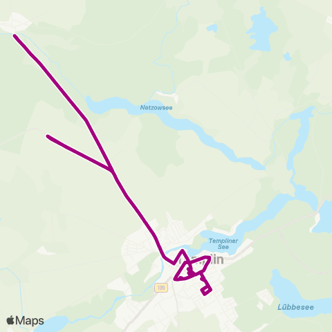 Uckermärkische Verkehrsgesellschaft Gandenitz ↔︎ Templin map