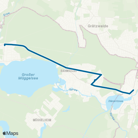 S-Bahn Berlin 🅢 Friedrichshagen (Berlin) ↔︎ 🅢 Erkner Bhf map