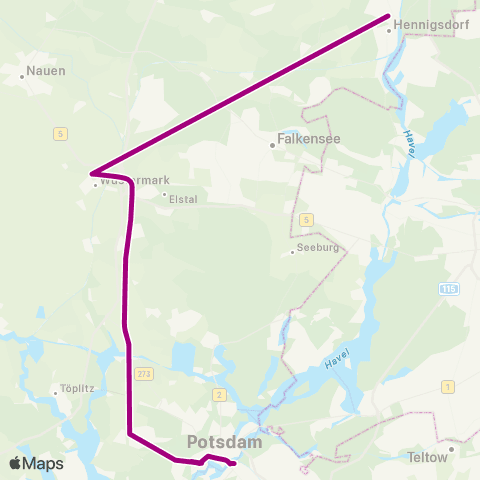 DB Regio 🅢 Potsdam Hbf ↔︎ 🅢 Hennigsdorf Bhf map