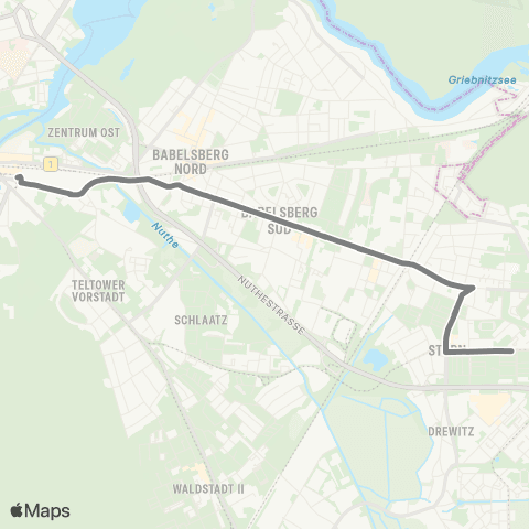 Verkehrsbetrieb Potsdam Max-Born-Str. ↔︎ 🅢 Potsdam Hbf map