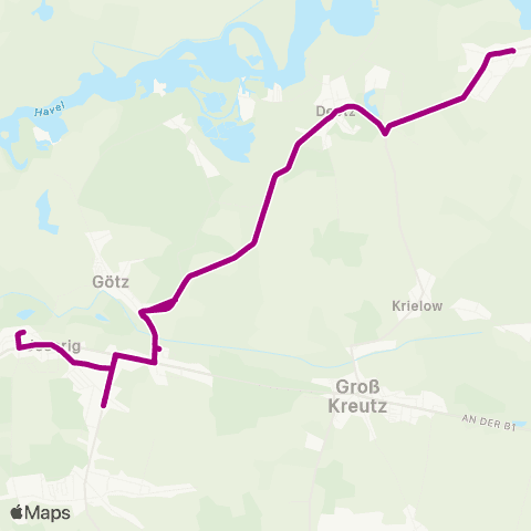 regiobus Potsdam Mittelmark Jeserig ↔︎ Schmergow map
