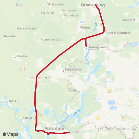 DB Regio 🅢 Griebnitzsee Bhf ↔︎ 🅢 Birkenwerder Bhf map