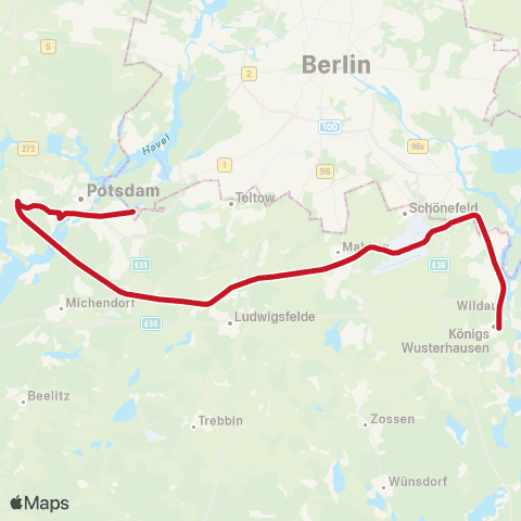 DB Regio Potsdam, Golm Bhf ↔︎ 🅢 Königs Wusterhausen Bhf map