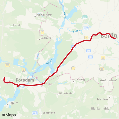 DB Regio 🅢 Griebnitzsee Bhf ↔︎ Potsdam, Golm Bhf map