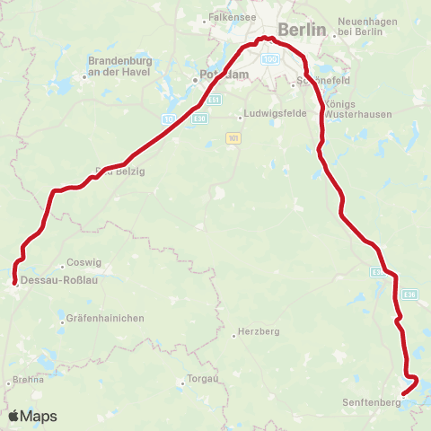 DB Regio Bad Belzig, ↔︎ 🅢 Charlottenburg Bhf (Berlin) map
