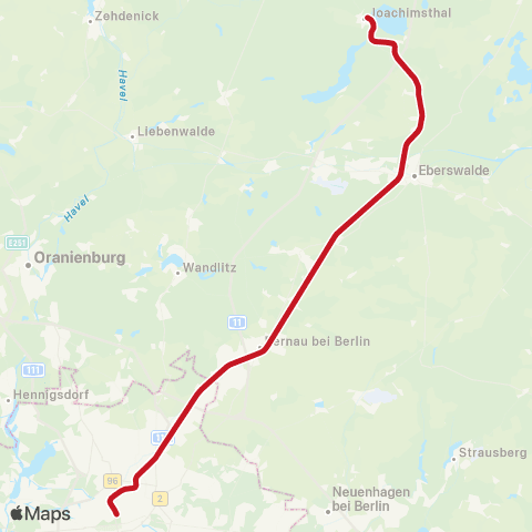 NEB Betriebsgesellschaft Eberswalde, Hbf ↔︎ Joachimsthal, map