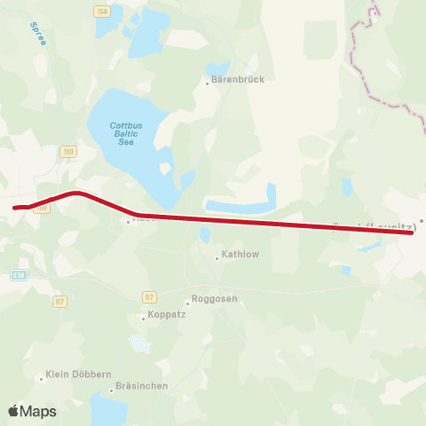 ODEG Ostdeutsche Eisenbahn Cottbus, Hbf ↔︎ Forst, map