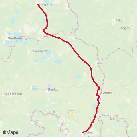 ODEG Ostdeutsche Eisenbahn Görlitz, ↔︎ Cottbus, Hbf map