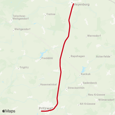 Hanseatische Eisenbahn Pritzwalk, ↔︎ Meyenburg, map