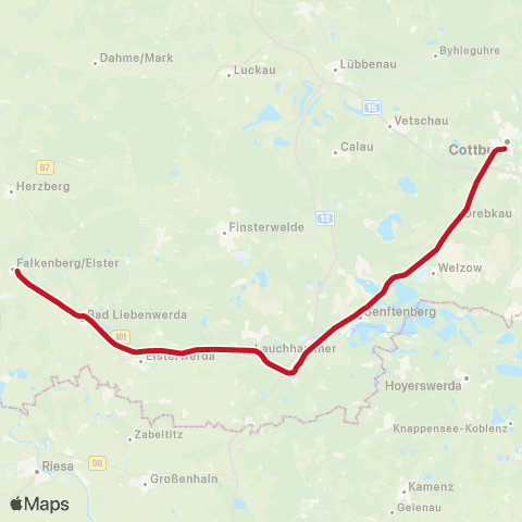 DB Regio Bad Liebenwerda, ↔︎ Cottbus, Hbf map
