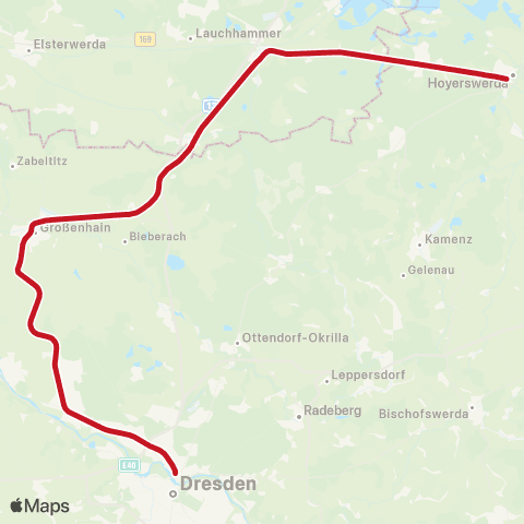 DB Regio Bahnhof Neustadt ↔︎ Hoyerswerda, map