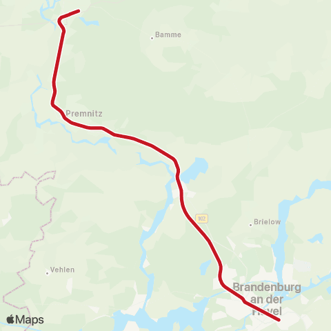 DB Regio Brandenburg, Hbf ↔︎ Rathenow, map